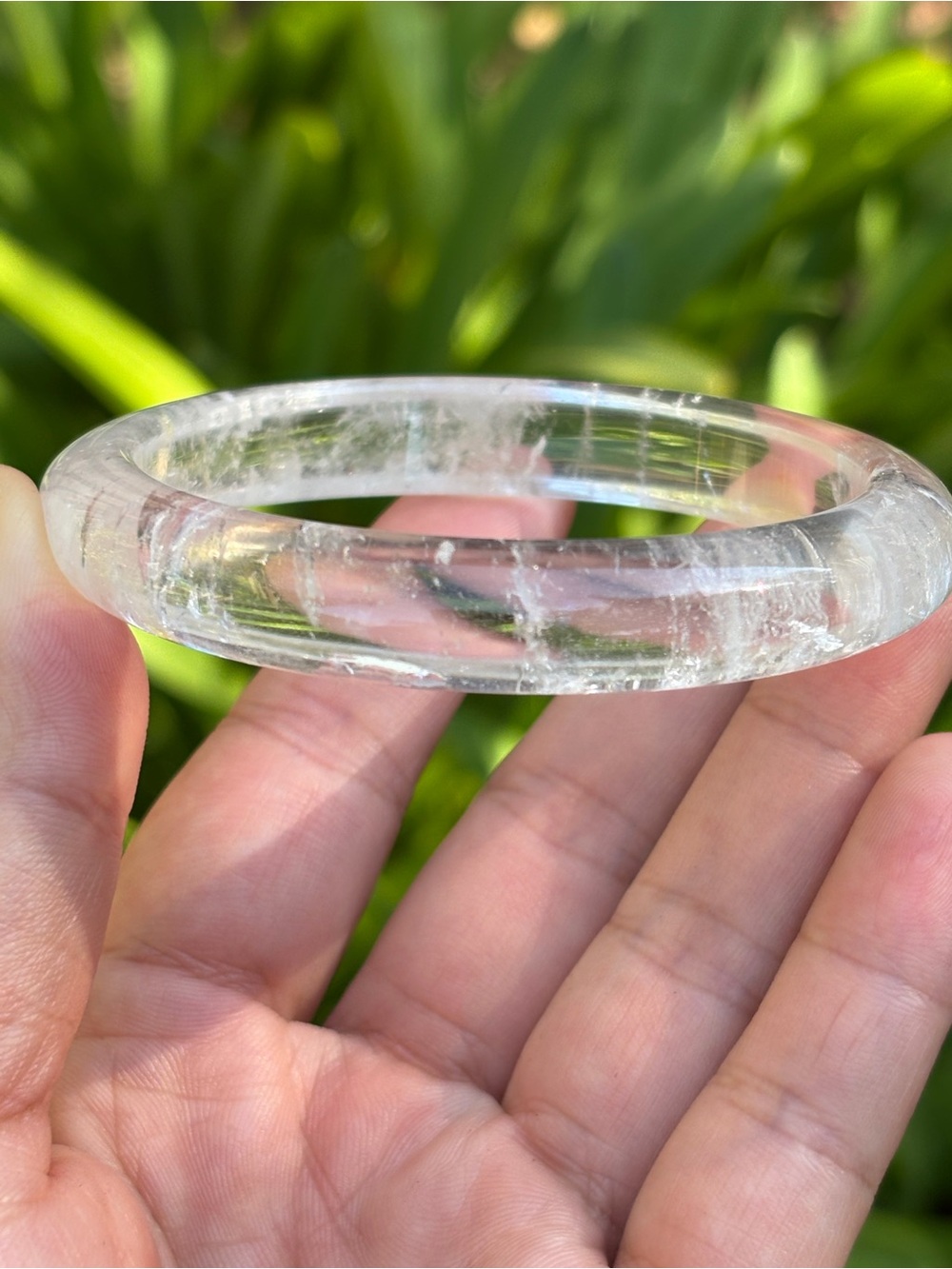 60mm Inner Diameter Translucent Rainbow Clear Quartz Bangle 2686